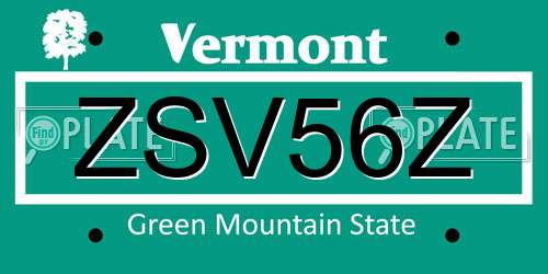 ZSV56Z Vermont License Plate