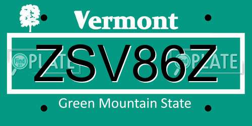 ZSV86Z Vermont License Plate