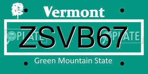 ZSVB67 Vermont License Plate