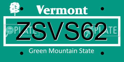ZSVS62 Vermont License Plate