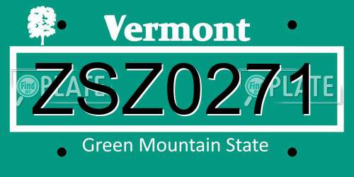 ZSZ0271 Vermont License Plate