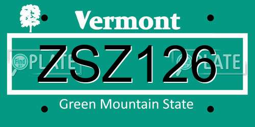 ZSZ126 Vermont License Plate