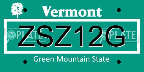 ZSZ12G Vermont License Plate