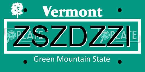 ZSZDZZI Vermont License Plate