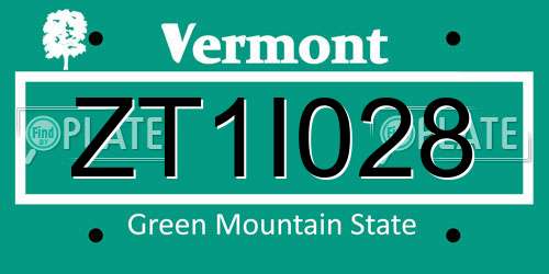 ZT1I028 Vermont License Plate