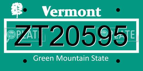 ZT20595 Vermont License Plate