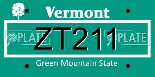 ZT211 Vermont License Plate