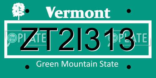 ZT2I313 Vermont License Plate