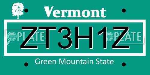 ZT3H1Z Vermont License Plate