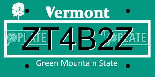 ZT4B2Z Vermont License Plate