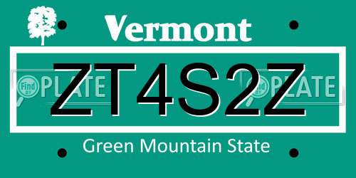 ZT4S2Z Vermont License Plate