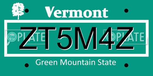ZT5M4Z Vermont License Plate