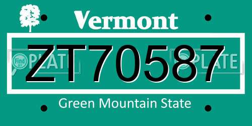 ZT70587 Vermont License Plate