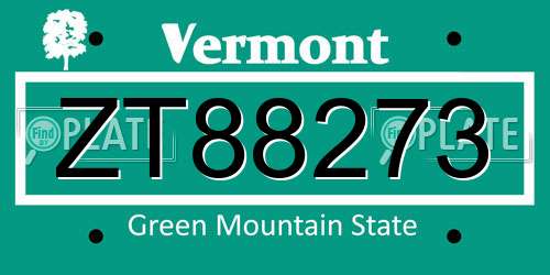 ZT88273 Vermont License Plate