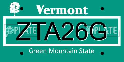 ZTA26G Vermont License Plate