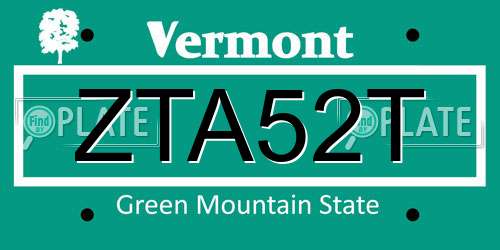 ZTA52T Vermont License Plate