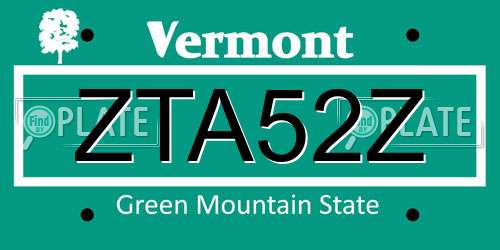 ZTA52Z Vermont License Plate