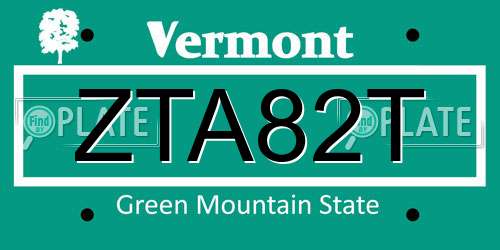ZTA82T Vermont License Plate