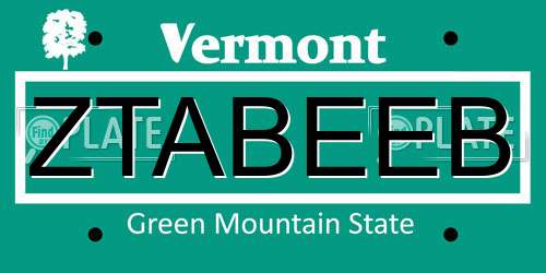 ZTABEEB Vermont License Plate