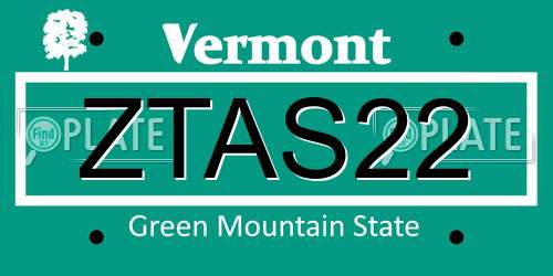 ZTAS22 Vermont License Plate