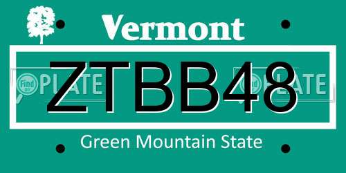 ZTBB48 Vermont License Plate