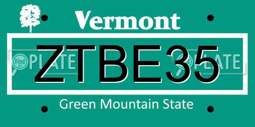 ZTBE35 Vermont License Plate