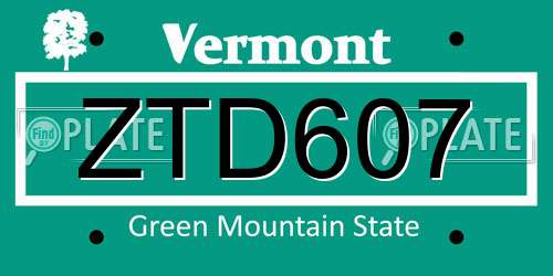 ZTD607 Vermont License Plate