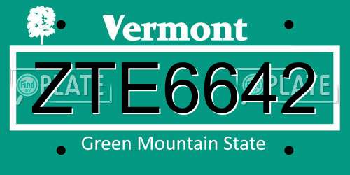 ZTE6642 Vermont License Plate
