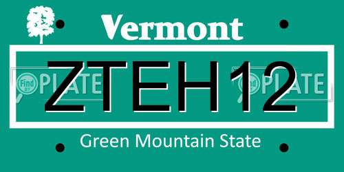 ZTEH12 Vermont License Plate