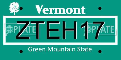 ZTEH17 Vermont License Plate