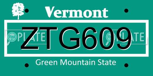 ZTG609 Vermont License Plate