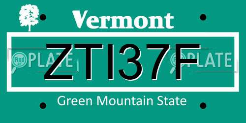 ZTI37F Vermont License Plate