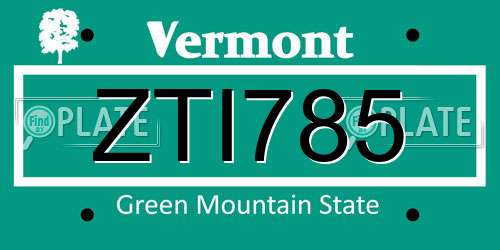 ZTI785 Vermont License Plate