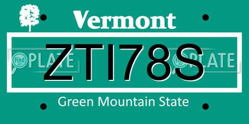 ZTI78S Vermont License Plate