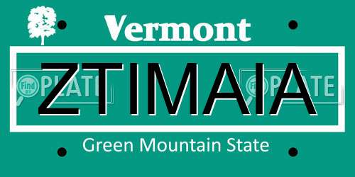 ZTIMAIA Vermont License Plate
