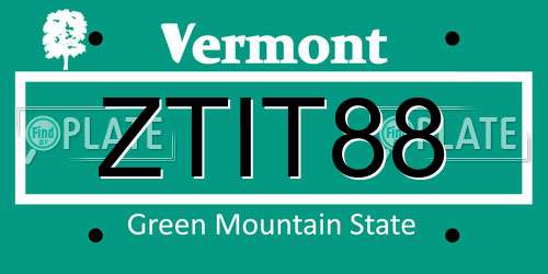 ZTIT88 Vermont License Plate