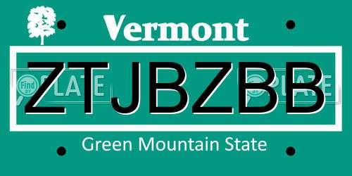 ZTJBZBB Vermont License Plate