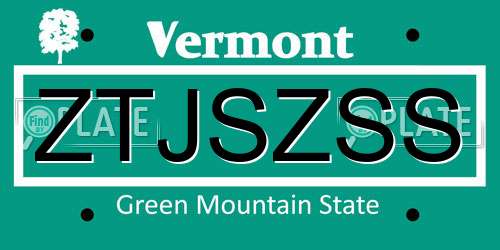 ZTJSZSS Vermont License Plate