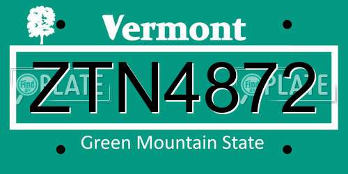ZTN4872 Vermont License Plate