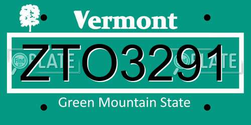 ZTO3291 Vermont License Plate