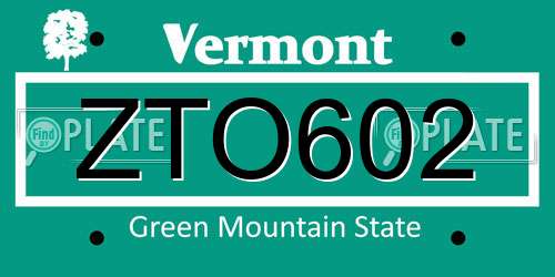 ZTO602 Vermont License Plate