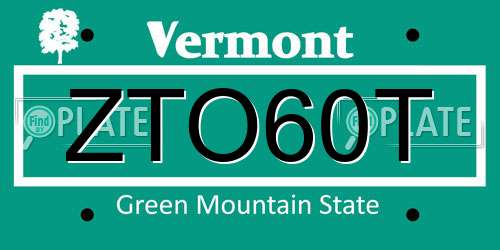 ZTO60T Vermont License Plate