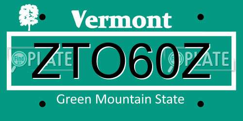 ZTO60Z Vermont License Plate
