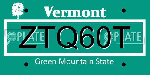 ZTQ60T Vermont License Plate