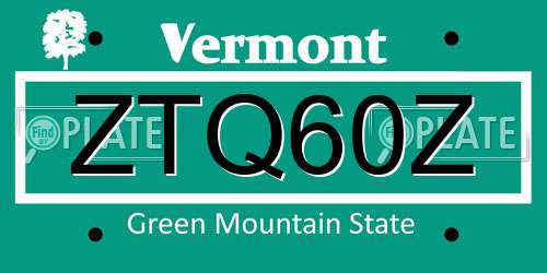 ZTQ60Z Vermont License Plate