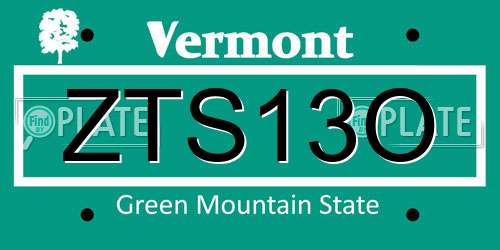 ZTS13O Vermont License Plate