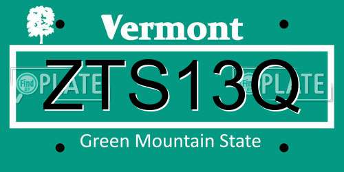 ZTS13Q Vermont License Plate