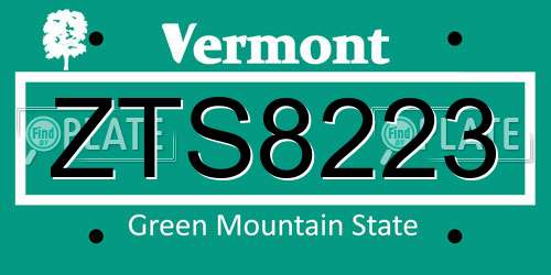 ZTS8223 Vermont License Plate
