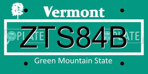 ZTS84B Vermont License Plate