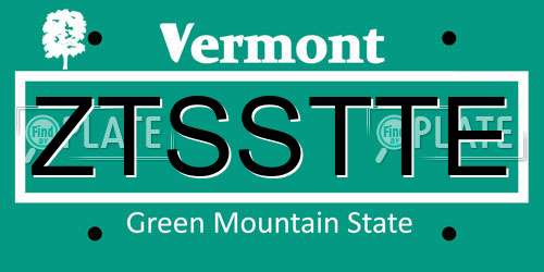 ZTSSTTE Vermont License Plate